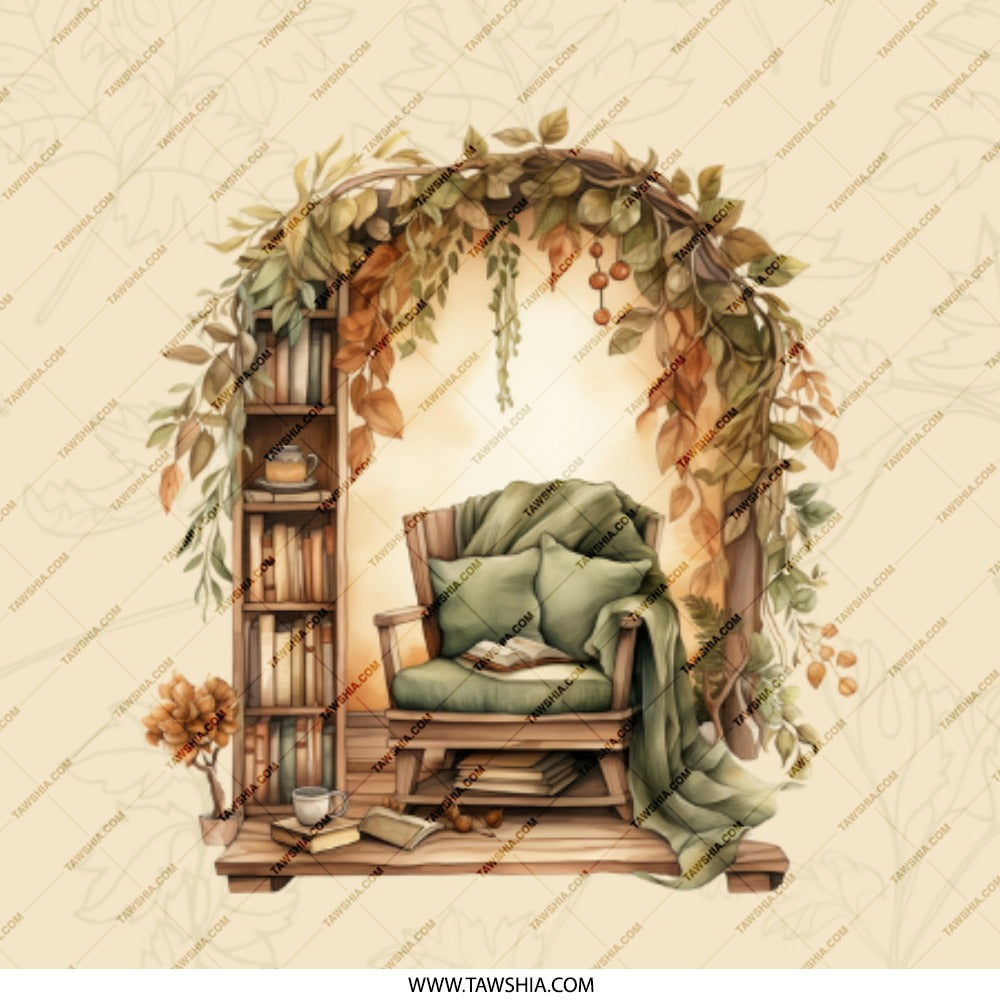 Cozy Reading Nook Pinback, Book Lover Gift, Bookworm Pin, Cozy Aesthetic Badge, Library Scene Button Pin, Fall Aesthetic Pinback Button - Tawshia