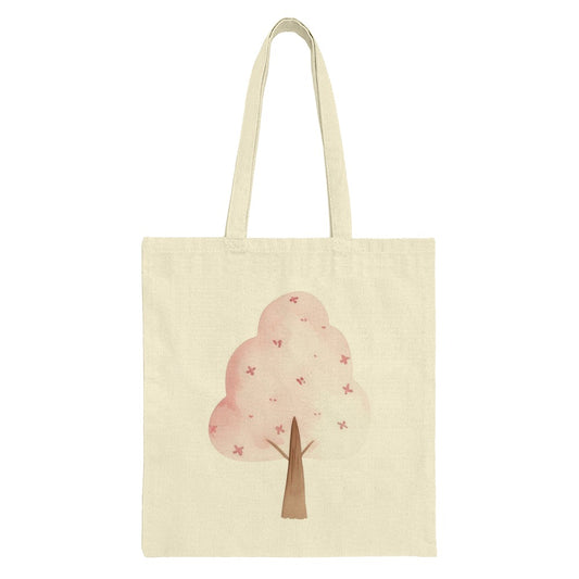 Pink Tree Tote Bag, Cute Floral Bag, Botanical Design, Pastel Colors, Everyday Bag, Shopping Bag, Book Bag, Gift Idea - Tawshia