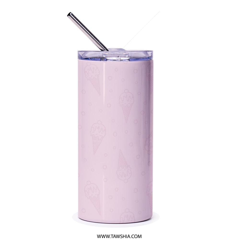Ice Cream Tumbler, Pink Bow Design, Cute Tumbler, Stylish Tumbler, Gift Idea, Summer Drinkware, Everyday Tumbler, Stainless Steel Tumbler - Tawshia