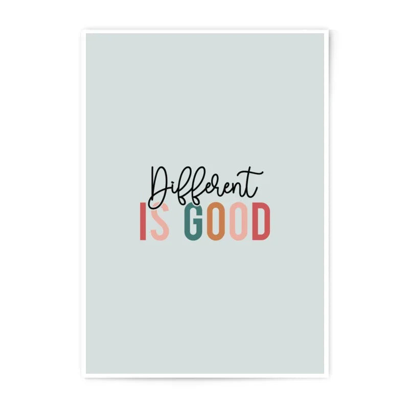 Different Is Good Print, Inspirational Wall Art, Photographic Prints, Positive Quote Decor, Home Decor Prints, Typography Art - Tawshia