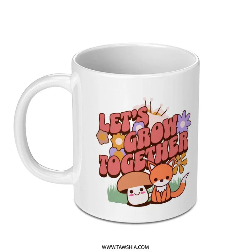 Let's Grow Together Cute Fox and Mushroom Mug product