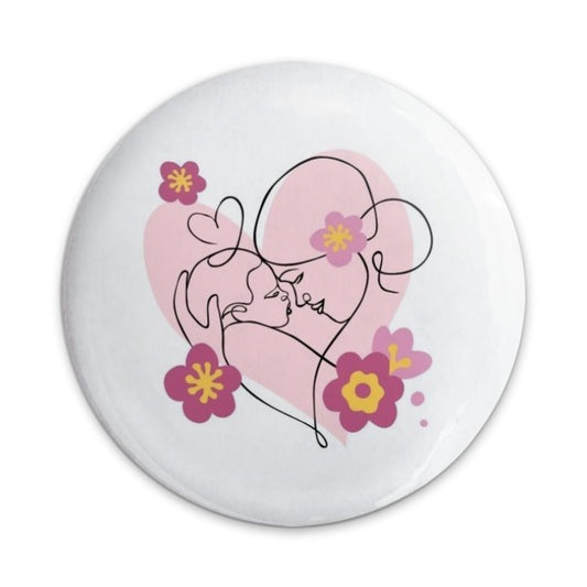 Mother and Child Pinback Button, Line Art Pin, Floral Design Pin, New Mom Gift, Minimalist Art Pin, Cute Button, Trendy Pinback Button - Tawshia