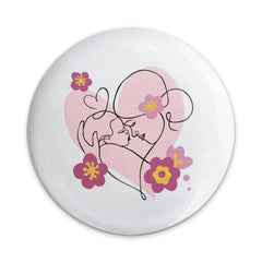 Mother and Child Pinback Button, Line Art Pin, Floral Design Pin, New Mom Gift, Minimalist Art Pin, Cute Button, Trendy Pinback Button - Tawshia