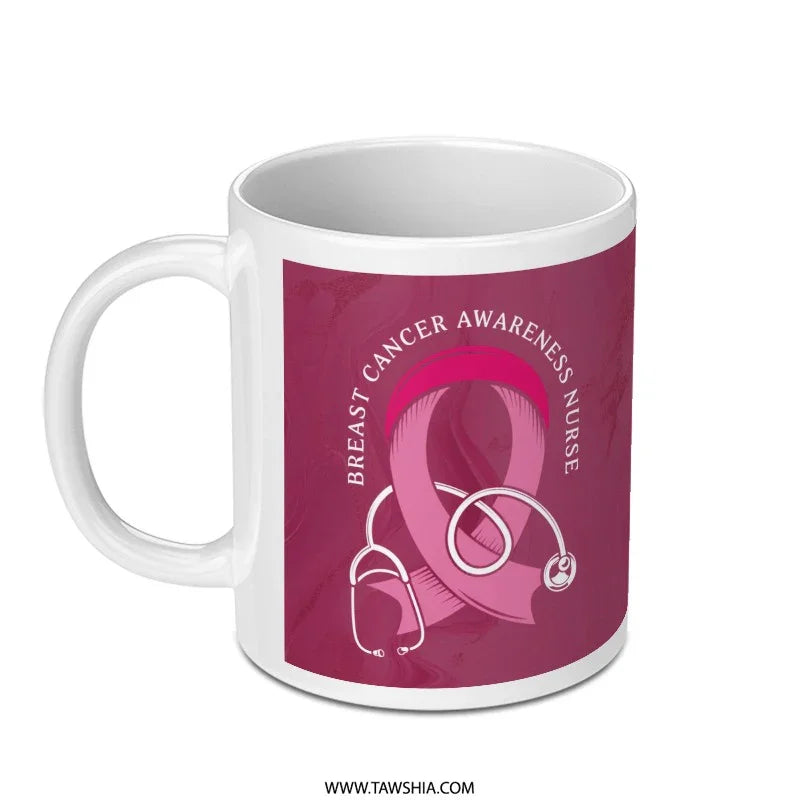 Breast Cancer Awareness Nurse Illustration Mug product type