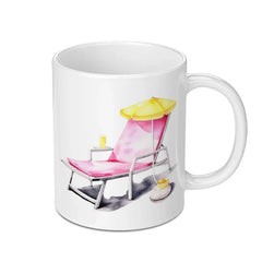 Beach Chair Mug, Summer Vibes Mug, Vacation Getaway, Relaxing Beach, Tropical Drink, Fun Mug, Gift Idea, Beach Lover, Stylish Mug - Tawshia