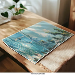 Mount Fuji Photographic Print, Japan Art Print, Sailboat Art, Landscape Photography, Fuji Mountain Painting, Wall Decor - Tawshia