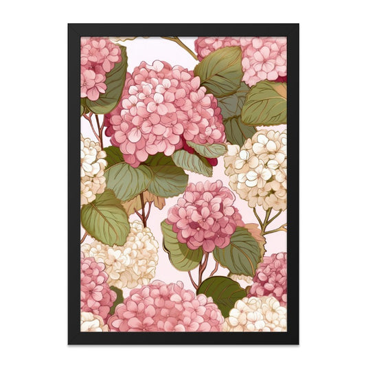 Hydrangea Wall Art, Floral Print, Botanical Wall Decor, Flower Art Print, Pink and White Hydrangeas, Home Decor, Floral Wall Hanging - Tawshia