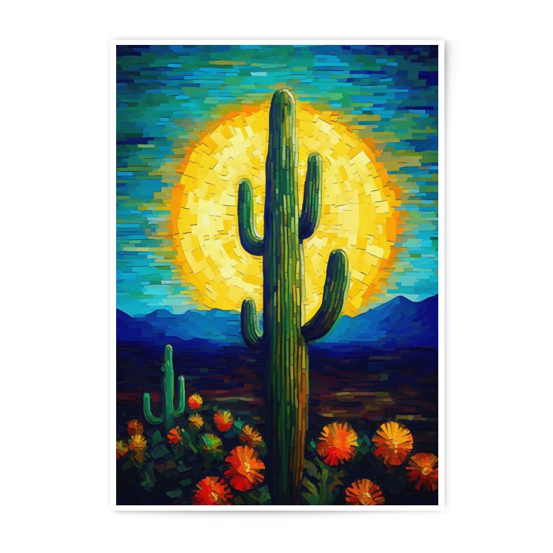Saguaro Cactus Photographic Print, Desert Art, Southwestern Decor, Sunburst Art Print, Home Decor, Wall Art, Nature Photography - Tawshia