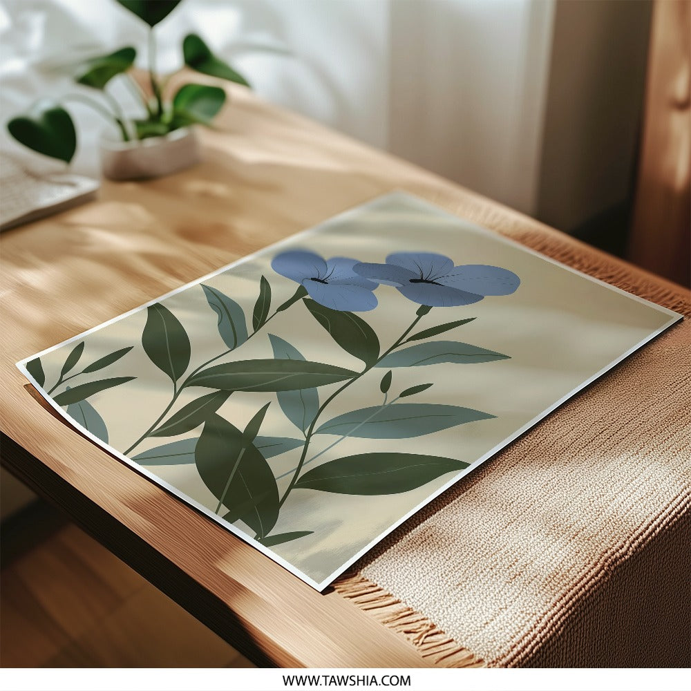 Blue Flower Photographic Print, Botanical Art Print, Floral Wall Art, Home Decor, Plant Illustration, Modern Art, Nature Photography - Tawshia