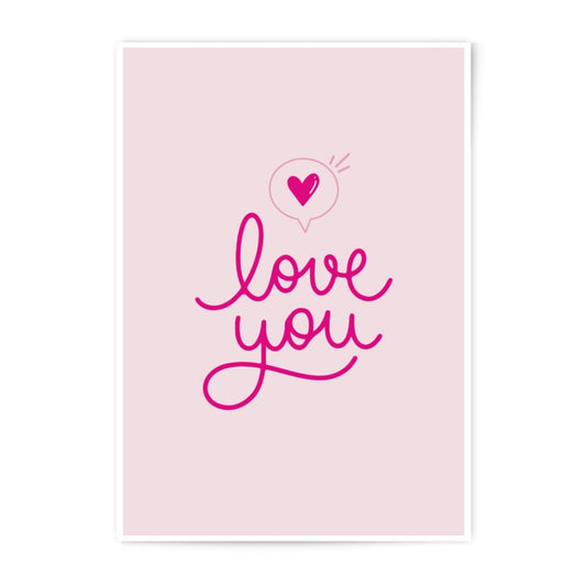 Love You Photographic Prints, Pink Heart Wall Art, Valentine's Day Gift, Cute Prints, Home Decor, Anniversary Present, Romantic Print - Tawshia