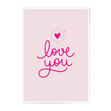 Love You Photographic Prints, Pink Heart Wall Art, Valentine's Day Gift, Cute Prints, Home Decor, Anniversary Present, Romantic Print - Tawshia