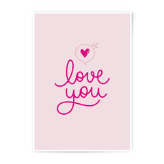 Love You Photographic Prints, Pink Heart Wall Art, Valentine's Day Gift, Cute Prints, Home Decor, Anniversary Present, Romantic Print - Tawshia
