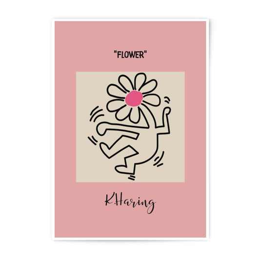 Keith Haring Flower Photographic Print, 80s Art Print, Pop Art Wall Decor, Modern Art Poster, Trendy Home Decor, Living Room Artwork - Tawshia