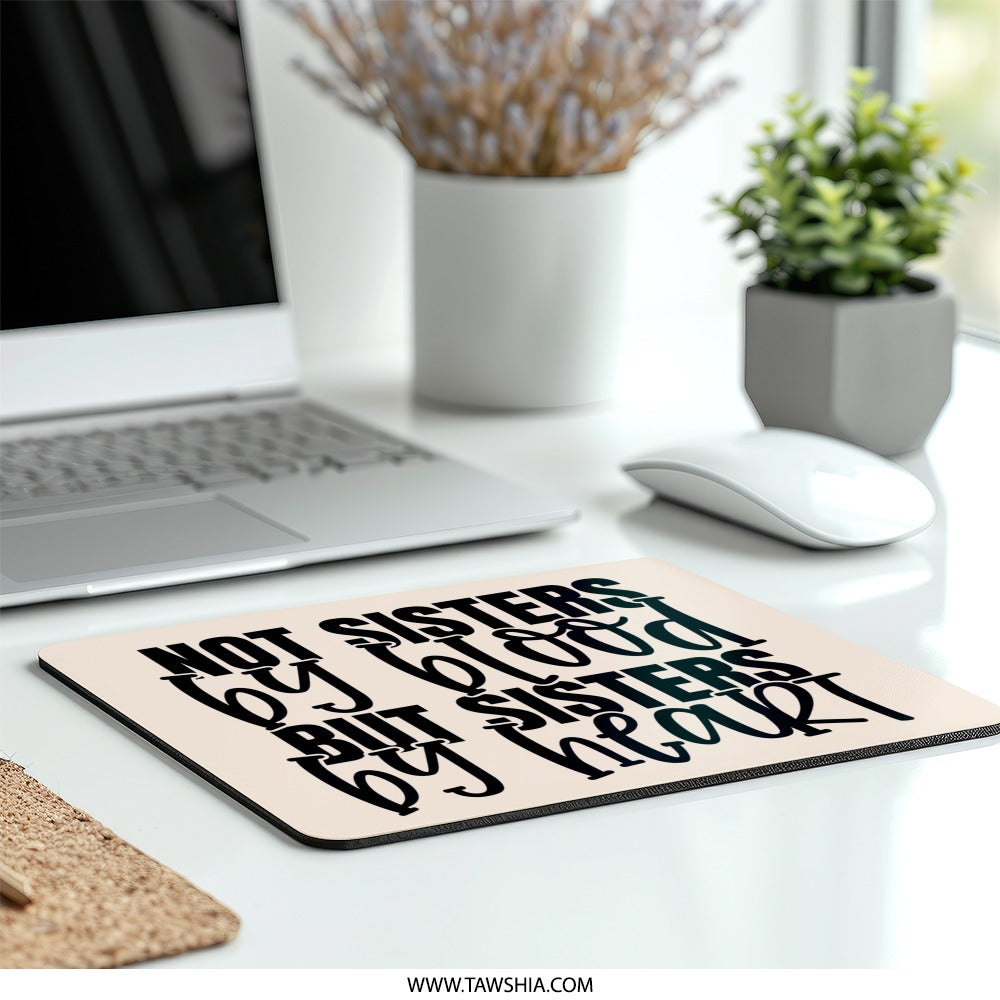 Not Sisters By Blood Mouse Pad, Best Friends Gift, Sister By Heart, Friendship Mousepad, Soul Sister, Office Decor, Desk Accessory - Tawshia