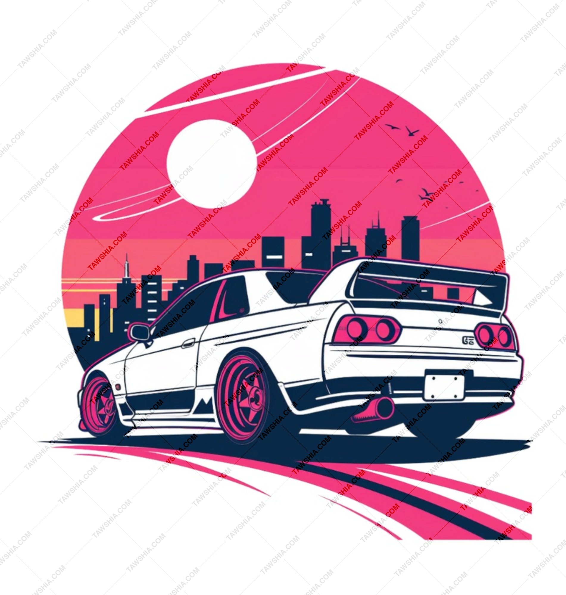 Skyline R33 Mug, JDM Mug, Car Enthusiast Mug, Japanese Car Mug, Vaporwave Mug, Cityscape Mug, Racing Mug - Tawshia