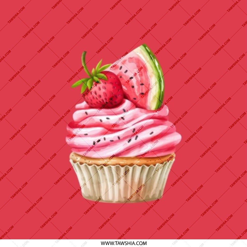 Strawberry Cupcake Pocket Mirror, Cute Foodie Makeup Mirror, Portable Compact Mirror, Trendy Fruit Slice Design, Gift for Her - Tawshia