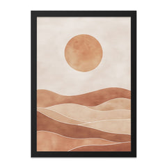 Minimalist Desert Wall Art, Boho Sunset Print, Abstract Landscape Art, Modern Home Decor, Neutral Tones, Framed Wall Art, Wall Decor - Tawshia