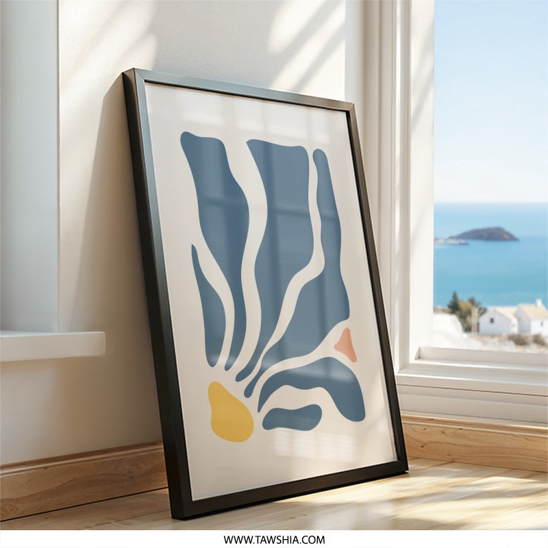 Abstract Shapes Wall Art, Modern Art Print, Minimalist Wall Decor, Blue and Yellow Wall Art, Trendy Home Decor, Statement Wall Art - Tawshia