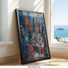 Cyberpunk Cityscape Wall Art, Futuristic Metropolis Print, Urban Decor, Modern City Art, Architectural Artwork, Sci Fi Decor, Skyline Poster - Tawshia