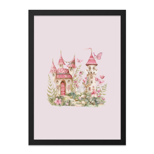 Pink Castle Wall Art, Watercolor Princess Castle, Fairy Tale Wall Decor, Magical Castle Print, Nursery Art, Girls Room Decor, Dream Castle - Tawshia