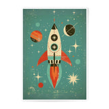 Retro Rocket Photographic Print, Space Art Print, Mid Century Modern Art, Retro Space Poster, Rocket Illustration, Outer Space Print - Tawshia