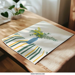 Mimosa Photographic Print, Floral Art, Flower Photography, Botanical Still Life, Modern Home Decor, Striped Table, Blue Vase, Fine Art Print - Tawshia