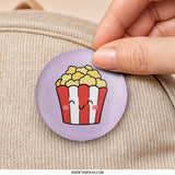 Cute Popcorn Pinback Button, Kawaii Food Pin, Movie Night Gift, Aesthetic Pin, Trendy Pin, Food Lover Gift, Unique Lapel Pin - Tawshia