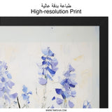 Blue Delphinium Wall Art, Floral Home Decor, Botanical Print, Flower Artwork, Modern Art, Living Room Art, Bedroom Decor, Gift Idea - Tawshia