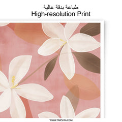 Floral Photographic Print, Flower Wall Art, Botanical Art Print, White Flowers, Pink Background, Home Decor, Floral Art, Minimalist Print - Tawshia