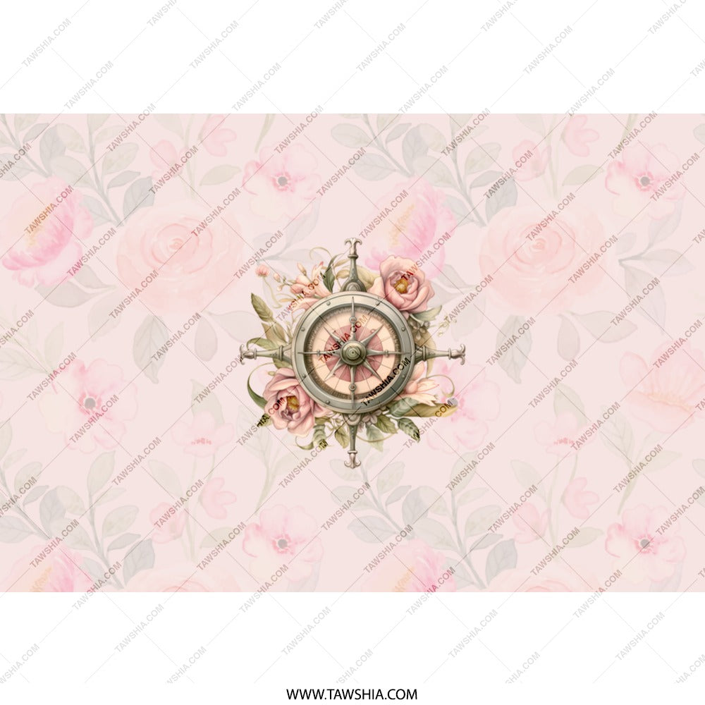 Compass Rose Tumbler, Floral Compass Tumbler, Pink Flower Design Tumbler, Travel Lover Gift, Adventure Tumbler, Personalized Tumbler - Tawshia