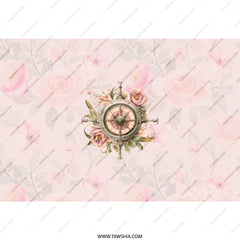 Compass Rose Tumbler, Floral Compass Tumbler, Pink Flower Design Tumbler, Travel Lover Gift, Adventure Tumbler, Personalized Tumbler - Tawshia
