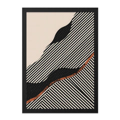 Abstract Wall Art Print, Diagonal Stripes Artwork, Modern Geometric Design, Beige and Black Home Decor, Contemporary Wall Decor - Tawshia