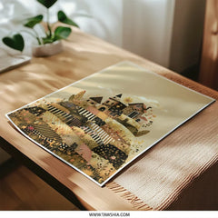 Whimsical Village Photographic Print, Fantasy Landscape Art, Quilted Hillside, Storybook Home Decor, Children's Room Art - Tawshia