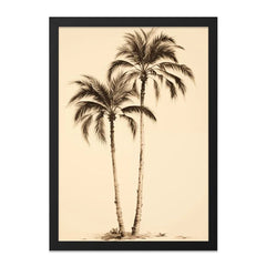Sepia Palm Trees Wall Art, Tropical Print Decor, Beach House Artwork, Neutral Tone Palms, Coastal Home Decor, Botanical Wall Art - Tawshia