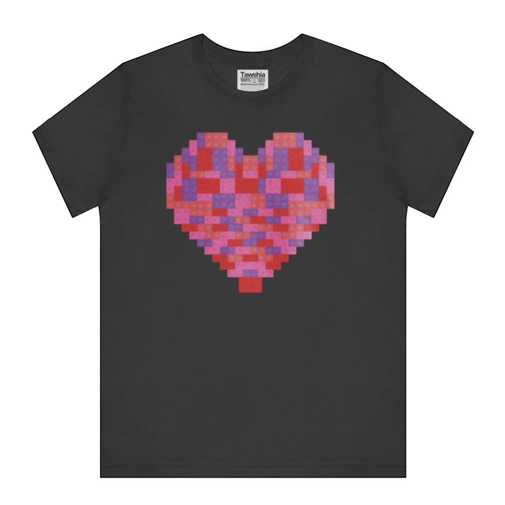 Retro Pixelated Heart Graphic Black T-shirt product