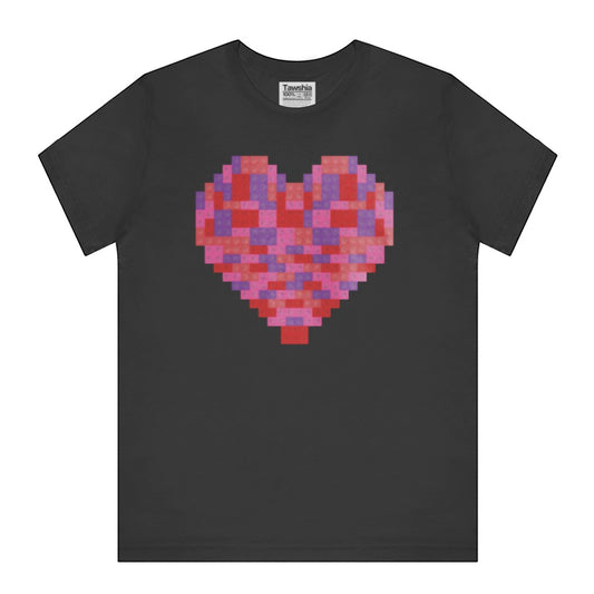 Retro Pixelated Heart Graphic Black T-shirt product