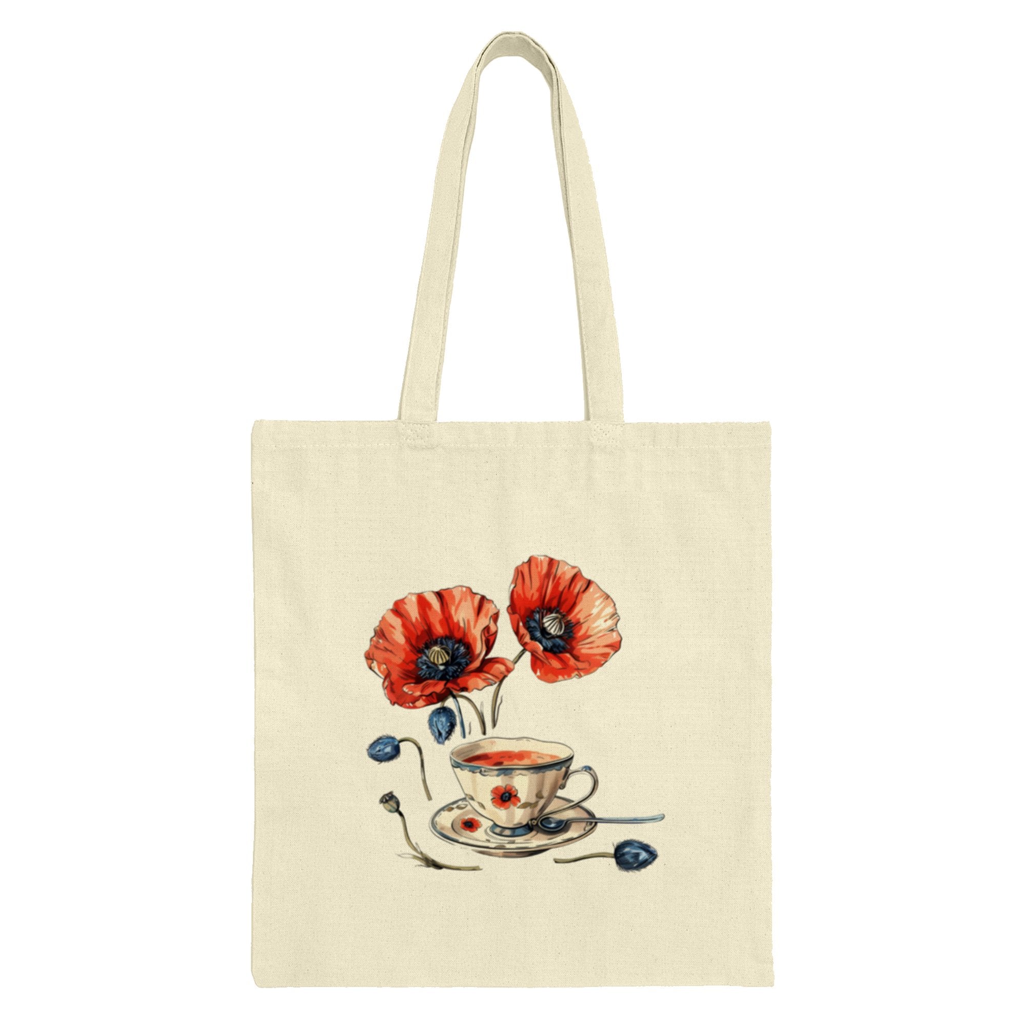Poppy Flowers Tea Cup Canvas Tote Bag product type