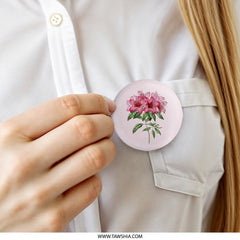 Pink Azalea Pinback Button, Floral Accessory, Botanical Badge, Flower Button, Garden Lover Gift, Aesthetic Apparel, Trendy Pin, Gift Idea - Tawshia