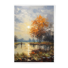 Autumn Lake Photographic Print, Landscape Art Print, Wall Art, Nature Decor, Fall Colors, Sunset Scene - Tawshia