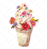 Floral Decorated Ice Cream Cup Art Print product