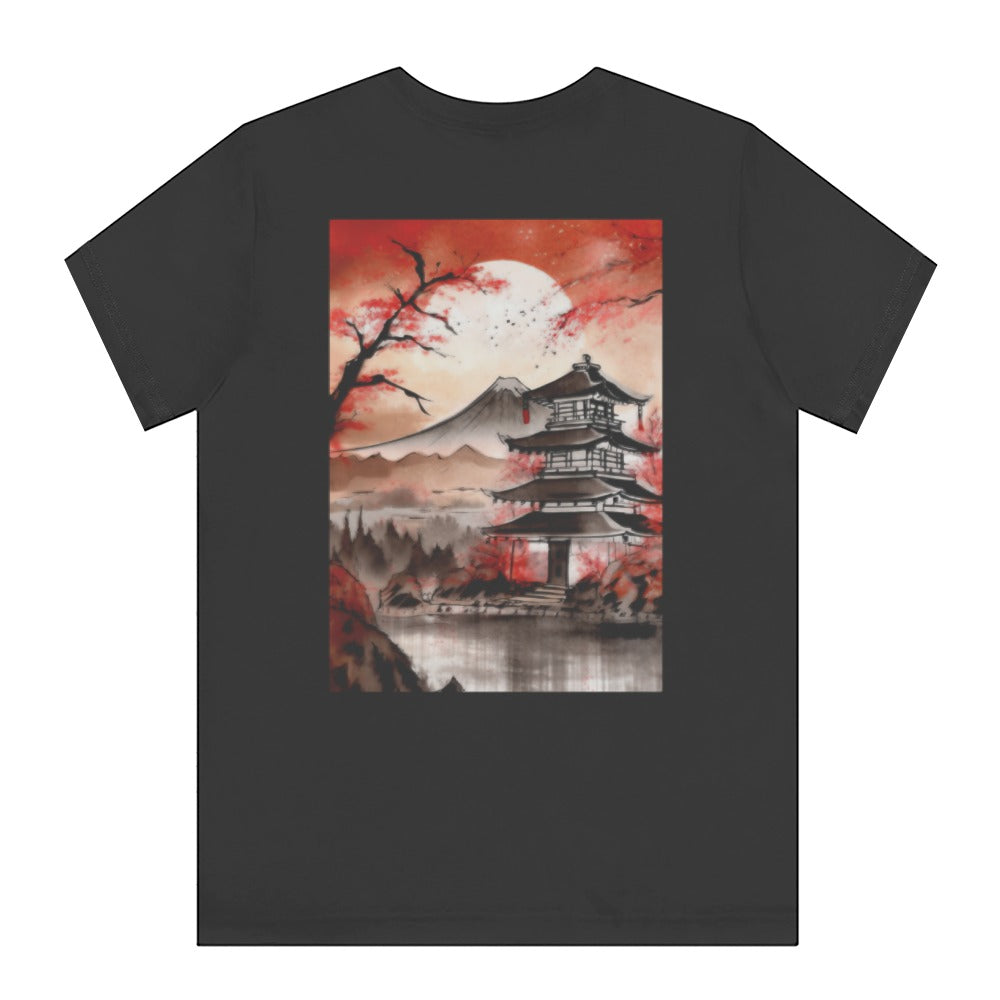 Scenic Mountain and Pagoda Design T-shirt product type