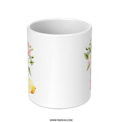 Lemon Flower Mug, Watercolor Floral, Summer Mug, Pink Mason Jar, Drinkware Mug, Cute Mug, Gift Mug - Tawshia