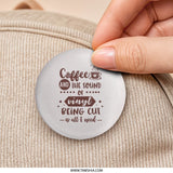 Coffee Vinyl Music Pinback Button, Caffeine Lover, Vinyl Collector Gift, Music Lover Pin, Sound of Vinyl, Unique Button - Tawshia
