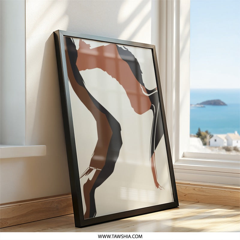 Abstract Figure Wall Art, Modern Silhouette Print, Minimalist Art, Brown and Black Design, Contemporary Wall Decor, Home Art - Tawshia