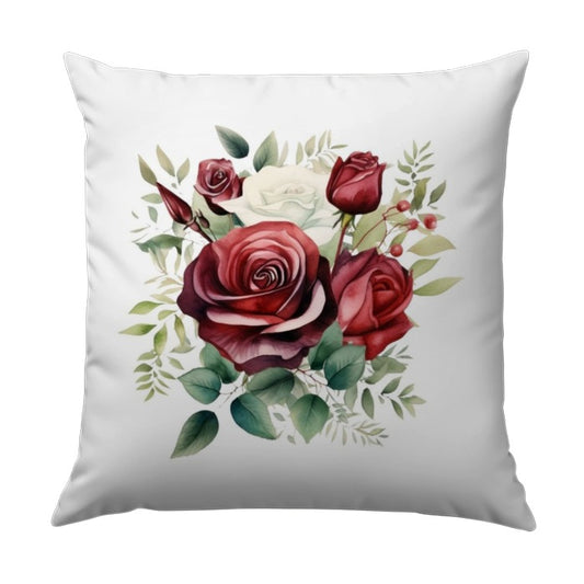 Rose Bouquet Pillow, Watercolor Floral Pillow, Decorative Throw Pillow, Elegant Home Decor Pillow, Botanical Accent Pillow - Tawshia