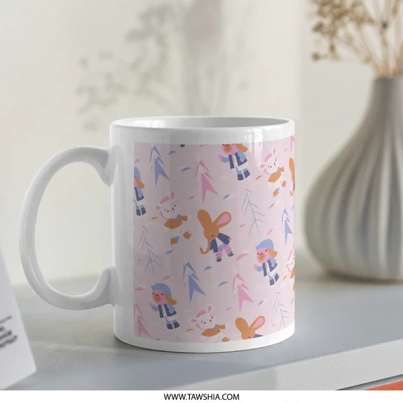 Adorable Bunny and Bear Printed Mug product