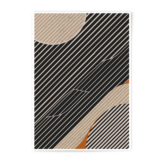 Abstract Line Art Photographic Print, Geometric Modern Art, Beige and Black Wall Decor, Stylish Minimalist Design, Home Office Art - Tawshia