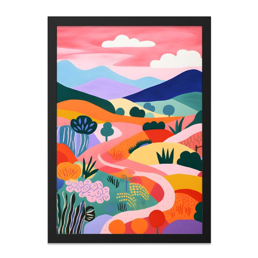 Colorful Landscape Wall Art, Abstract Mountain Print, Scenic Pathway Art, Modern Home Decor, Vibrant Colors, Unique Wall Hanging - Tawshia