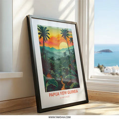 Papua New Guinea Wall Art, Rainforest Landscape Print, Tropical Sunset Poster, Jungle Home Decor, Exotic Travel Art, Adventure Inspiration - Tawshia
