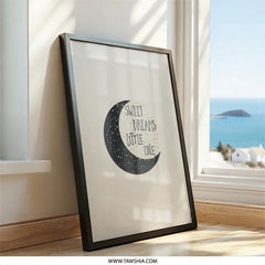 Sweet Dreams Little One Wall Art, Nursery Decor, Moon and Stars Print, Baby Room, Celestial Theme, Kids Room Art, Dreamy Wall Decor - Tawshia